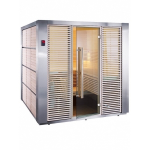 Sauna Harvia Rubic (208x178x206) z piecem TopClass Combi, wnętrze Futura