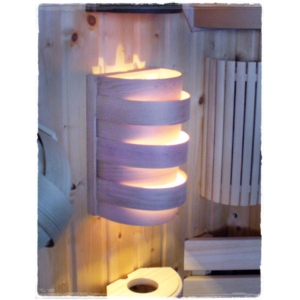 Lampa do sauny naścienna fornir osika (lampa Harvia + abażur Sentiotec)